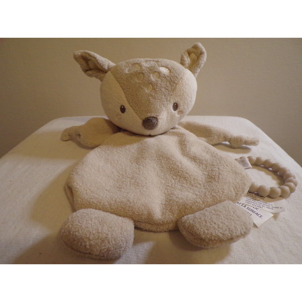Baby Just Born Deer Baby Lovey Rattle Teether Security Blanket Plush Toy